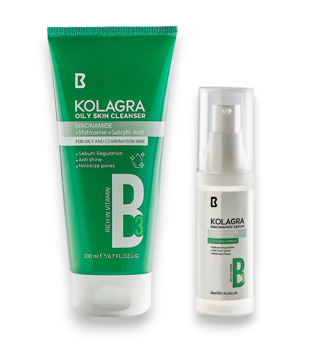 Kolagra oily skin cleanser 200ml + niacinamide 10% serum OFFER