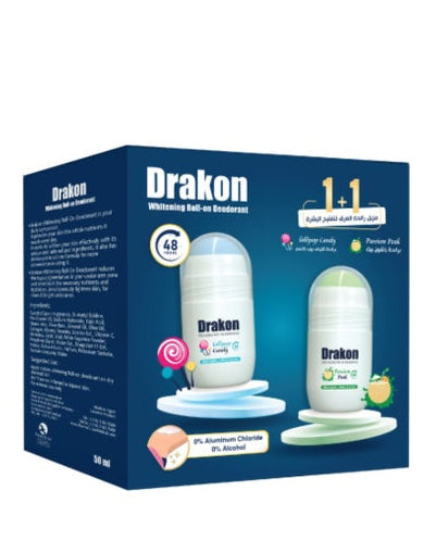 Drakon Whitening Roll-On Deodorant Lollipop Candy + Roll-On Deodorant Passion Peek (1+1) Promo Pack