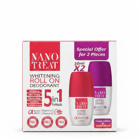 Nano Treat Whitening Roll On Deodorant Sweet Peach & Candy Cotton (Offer 2 pcs)
