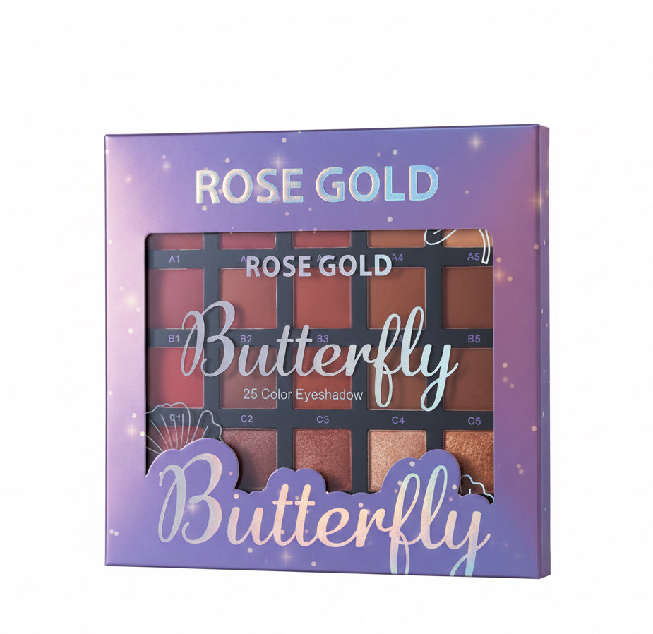 Rose gold butterfly pigmented eyeshadow palette (25 colors)