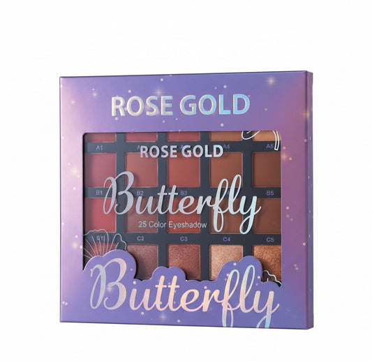 Rose gold butterfly pigmented eyeshadow palette (25 colors)