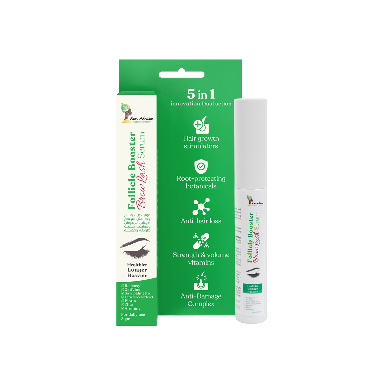 Raw African Follicle Booster Browlash Serum 5 in 1