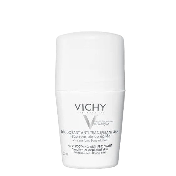 Vichy Soothing 48H Anti-Perspirant Roll-On for Sensitive or Depilated Skin (50 ml)