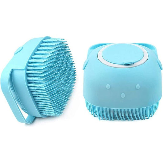 Soft Silicone Body Brush for Shower with Shampoo Dispenser and Scrub for Deep Cleansing ( Random color)
