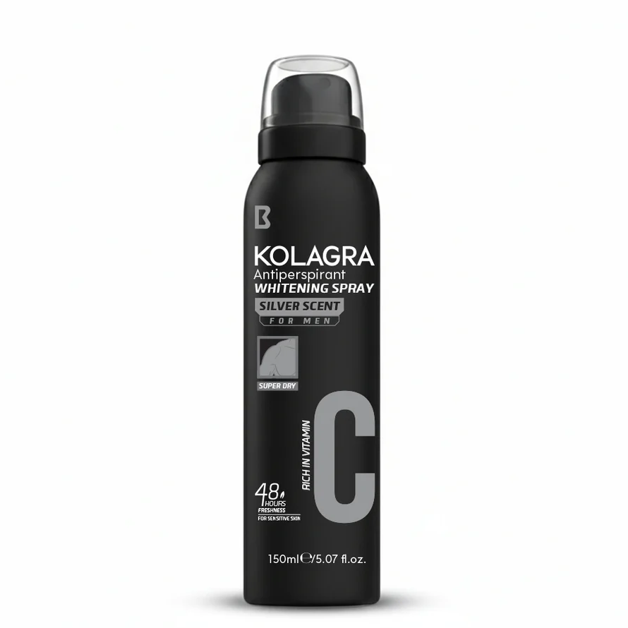 Kolagra Antiperspirant WHITENING SPRAY For Men (Silver)150ml