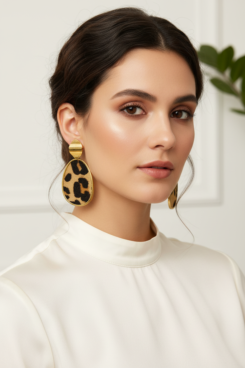 Leopard printed earings