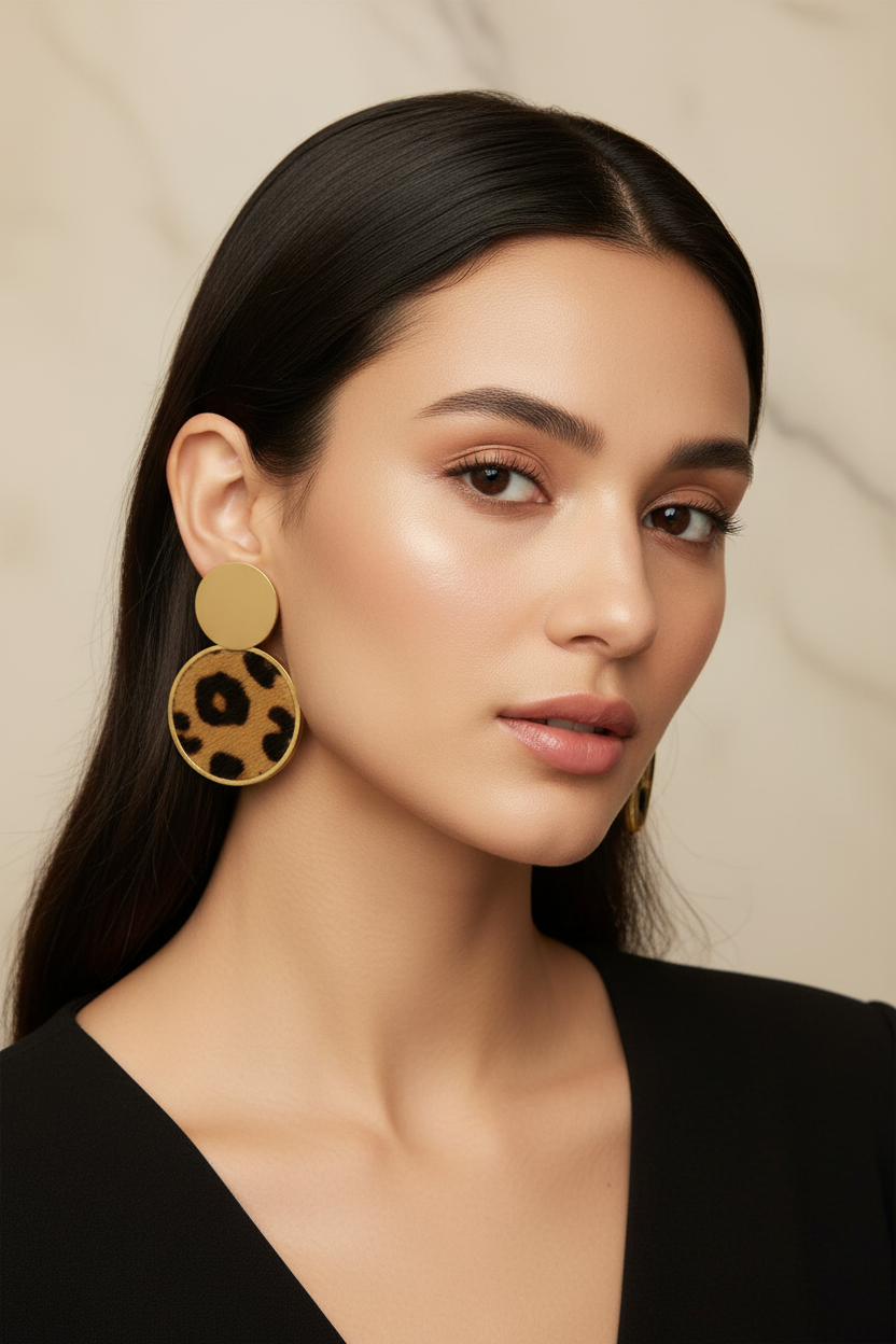 Leopard printed earings