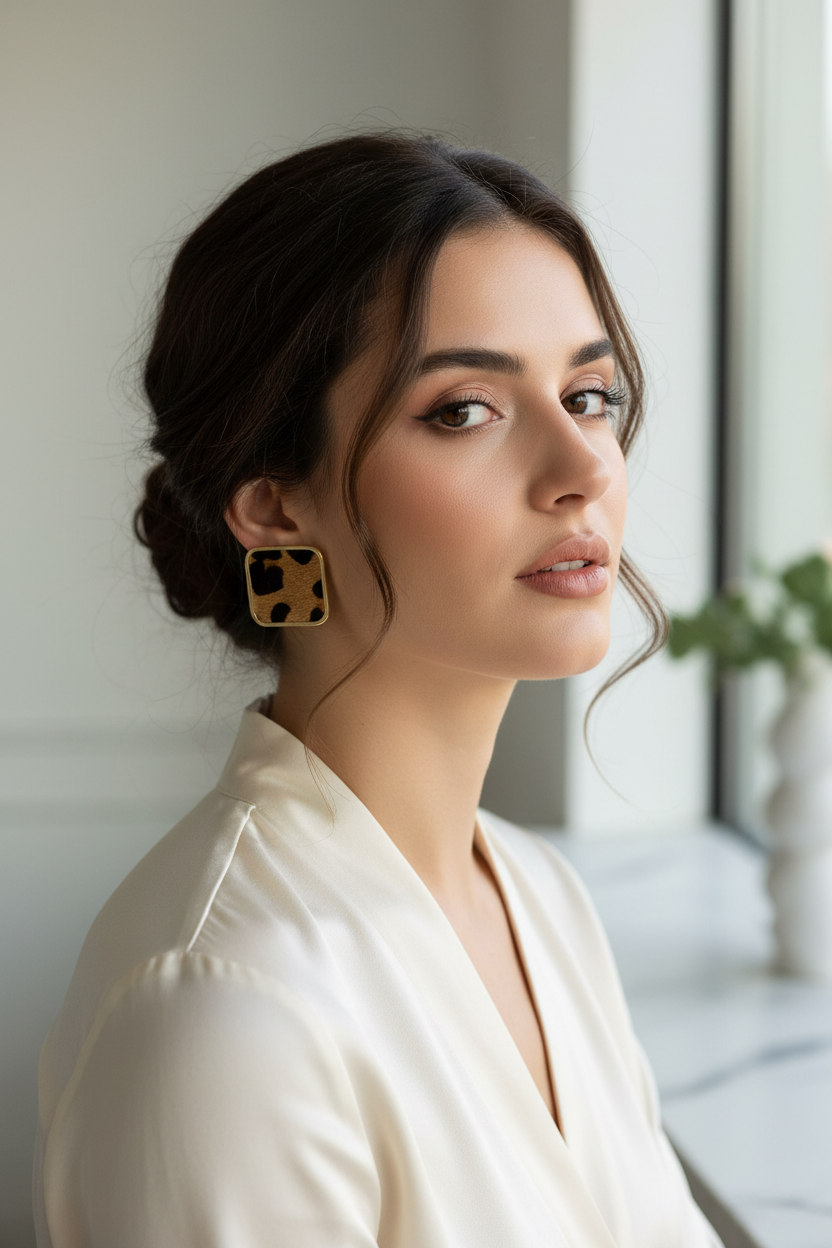 Leopard printed earings