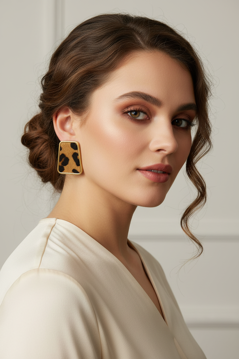 Leopard printed earings
